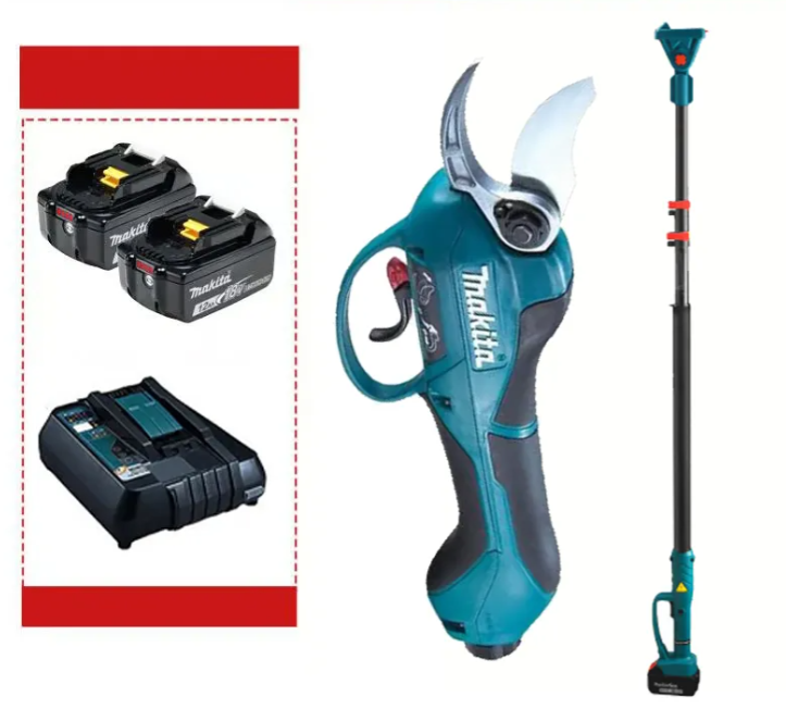 【⚡️90€! 】(1,5m teleskopická tyč) [Makita DUP361PT2 2000W + dve batérie 48V 6,0Ah + nabíjačka] Výdrž batérie: 12 hodín